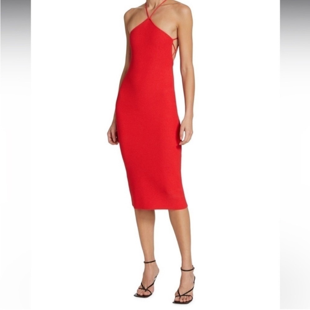 The Sei Ribbed Textured Knit Strappy Back Midi Dress Size P 0/2